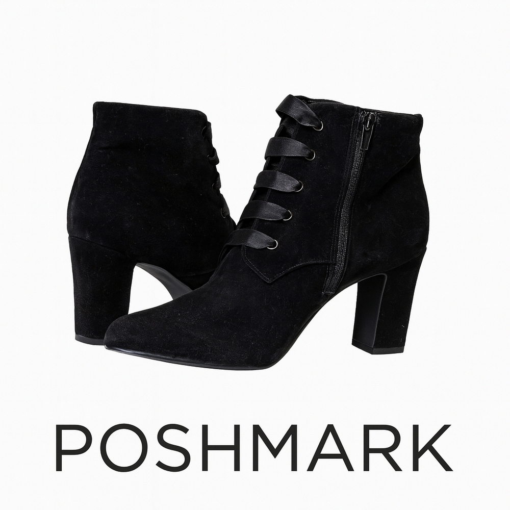 Expressions Black Velveteen Granny Ankle Boots 9.5